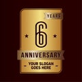 6 years celebrating anniversary design template. 6th logo. Vector and illustration. Royalty Free Stock Photo