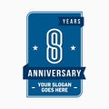 8 years celebrating anniversary design template. 8th logo. Vector and illustration.