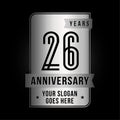 26 years celebrating anniversary design template. 26th logo. Vector and illustration. Royalty Free Stock Photo