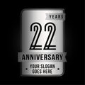 22 years celebrating anniversary design template. 22nd logo. Vector and illustration. Royalty Free Stock Photo