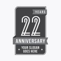 22 years celebrating anniversary design template. 22nd logo. Vector and illustration. Royalty Free Stock Photo