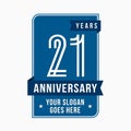 21 years celebrating anniversary design template. 21st logo. Vector and illustration. Royalty Free Stock Photo