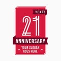21 years celebrating anniversary design template. 21st logo. Vector and illustration. Royalty Free Stock Photo
