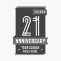 21 years celebrating anniversary design template. 21st logo. Vector and illustration. Royalty Free Stock Photo