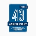 43 years celebrating anniversary design template. 43rd logo. Vector and illustration. Royalty Free Stock Photo