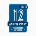 12 years celebrating anniversary design template. 12th logo. Vector and illustration. Royalty Free Stock Photo