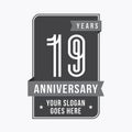 19 years celebrating anniversary design template. 19th logo. Vector and illustration.