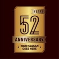 52 years celebrating anniversary design template. 52nd logo. Vector and illustration. Royalty Free Stock Photo