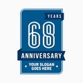 68 years celebrating anniversary design template. 68th logo. Vector and illustration.