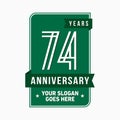 74 years celebrating anniversary design template. 74th logo. Vector and illustration.