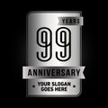 99 years celebrating anniversary design template. 99th logo. Vector and illustration. Royalty Free Stock Photo