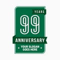 99 years celebrating anniversary design template. 99th logo. Vector and illustration. Royalty Free Stock Photo