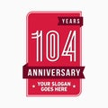 104 years celebrating anniversary design template. 104th logo. Vector and illustration.