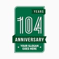 104 years celebrating anniversary design template. 104th logo. Vector and illustration.