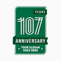 107 years celebrating anniversary design template. 107th logo. Vector and illustration.