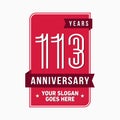 113 years celebrating anniversary design template. 113th logo. Vector and illustration.