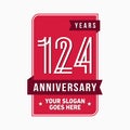 124 years celebrating anniversary design template. 124th logo. Vector and illustration.