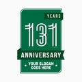 131 years celebrating anniversary design template. 131st logo. Vector and illustration. Royalty Free Stock Photo