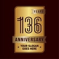 136 years celebrating anniversary design template. 136th logo. Vector and illustration.