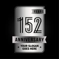 152 years celebrating anniversary design template. 152nd logo. Vector and illustration. Royalty Free Stock Photo