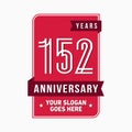 152 years celebrating anniversary design template. 152nd logo. Vector and illustration. Royalty Free Stock Photo