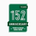 152 years celebrating anniversary design template. 152nd logo. Vector and illustration. Royalty Free Stock Photo