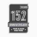 152 years celebrating anniversary design template. 152nd logo. Vector and illustration. Royalty Free Stock Photo