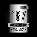 167 years celebrating anniversary design template. 167th logo. Vector and illustration.