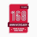 168 years celebrating anniversary design template. 168th logo. Vector and illustration.