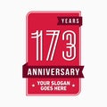 173 years celebrating anniversary design template. 173rd logo. Vector and illustration.