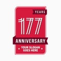 177 years celebrating anniversary design template. 177th logo. Vector and illustration. Royalty Free Stock Photo