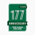 177 years celebrating anniversary design template. 177th logo. Vector and illustration. Royalty Free Stock Photo