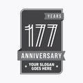 177 years celebrating anniversary design template. 177th logo. Vector and illustration. Royalty Free Stock Photo