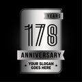 178 years celebrating anniversary design template. 178th logo. Vector and illustration. Royalty Free Stock Photo