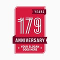 179 years celebrating anniversary design template. 179th logo. Vector and illustration. Royalty Free Stock Photo