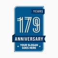 179 years celebrating anniversary design template. 179th logo. Vector and illustration. Royalty Free Stock Photo