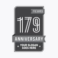 179 years celebrating anniversary design template. 179th logo. Vector and illustration. Royalty Free Stock Photo
