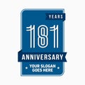 181 years celebrating anniversary design template. 181st logo. Vector and illustration. Royalty Free Stock Photo