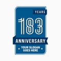 183 years celebrating anniversary design template. 183rd logo. Vector and illustration. Royalty Free Stock Photo