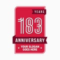 183 years celebrating anniversary design template. 183rd logo. Vector and illustration. Royalty Free Stock Photo