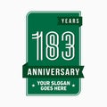 183 years celebrating anniversary design template. 183rd logo. Vector and illustration. Royalty Free Stock Photo