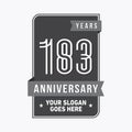 183 years celebrating anniversary design template. 183rd logo. Vector and illustration. Royalty Free Stock Photo
