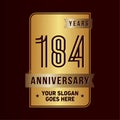 184 years celebrating anniversary design template. 184th logo. Vector and illustration. Royalty Free Stock Photo