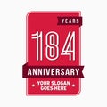 184 years celebrating anniversary design template. 184th logo. Vector and illustration. Royalty Free Stock Photo