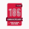 186 years celebrating anniversary design template. 186th logo. Vector and illustration.