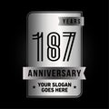187 years celebrating anniversary design template. 187th logo. Vector and illustration. Royalty Free Stock Photo