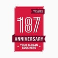 187 years celebrating anniversary design template. 187th logo. Vector and illustration. Royalty Free Stock Photo