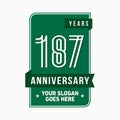 187 years celebrating anniversary design template. 187th logo. Vector and illustration. Royalty Free Stock Photo
