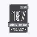187 years celebrating anniversary design template. 187th logo. Vector and illustration. Royalty Free Stock Photo