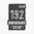 192 years celebrating anniversary design template. 192nd logo. Vector and illustration. Royalty Free Stock Photo